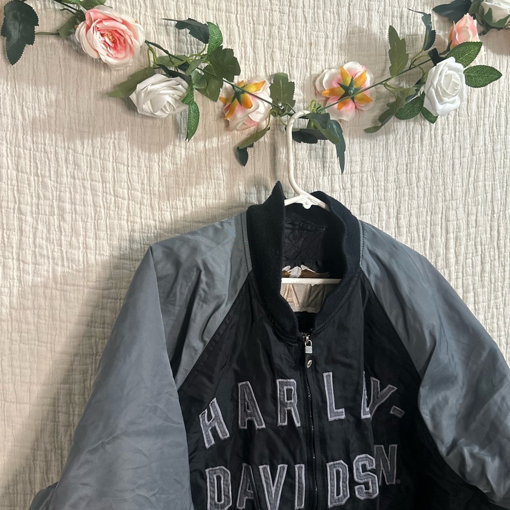 Harley-Davidson Black and Gray Bomber Jacket - Picture 3 of 5